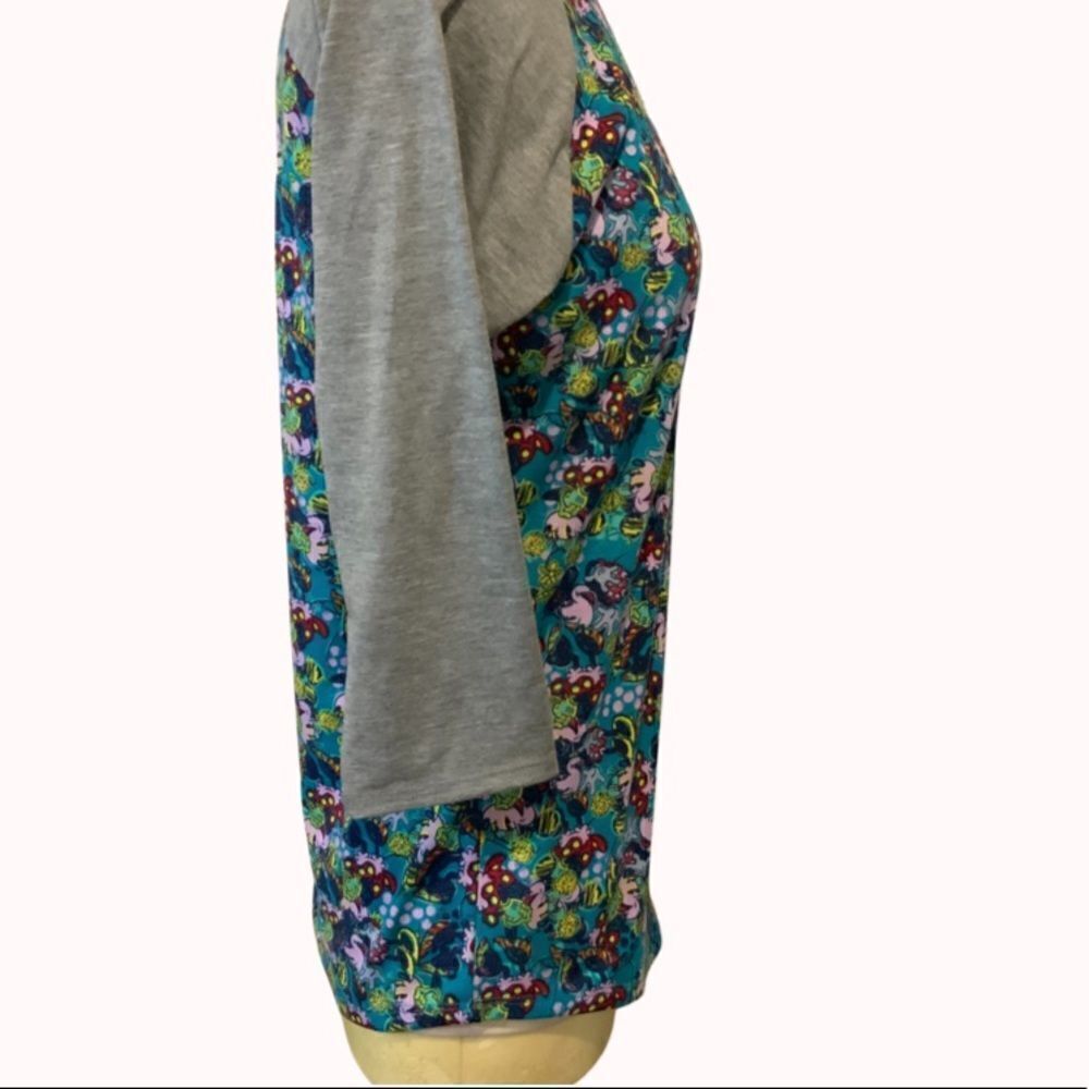 LuLaRoe Randy XS Minnie Mouse Multicolor Raglan Sleeve Baseball Top XS - Picture 4 of 11